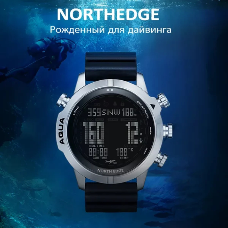 Altimeter Compass Watch - NORTH EDGE Herren-Tauchcomputeruhr, professionell, für Tauchgänge,